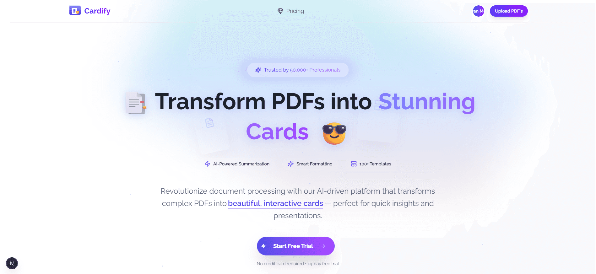 Cardify.ai, Convert Long PDF to Stunning Summary Card